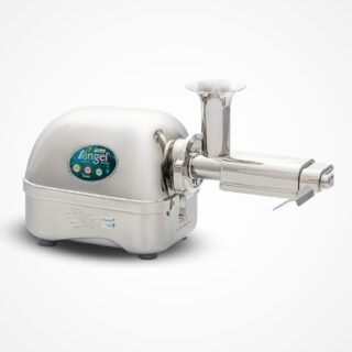 Angel 7500 Extracteur de Jus en acier inoxydable, robuste et durable, avec une capacité de 1 litre et lavable au lave-vaisselle, produisant 30% de jus en plus.