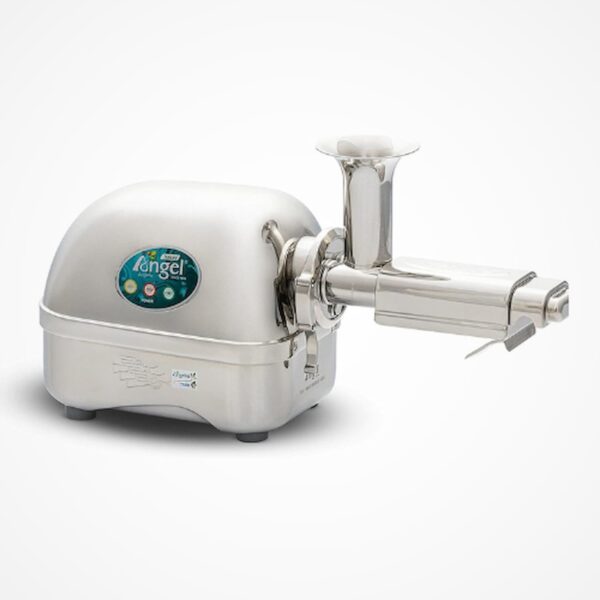 Angel 7500 Extracteur de Jus en acier inoxydable, robuste et durable, avec une capacité de 1 litre et lavable au lave-vaisselle, produisant 30% de jus en plus.