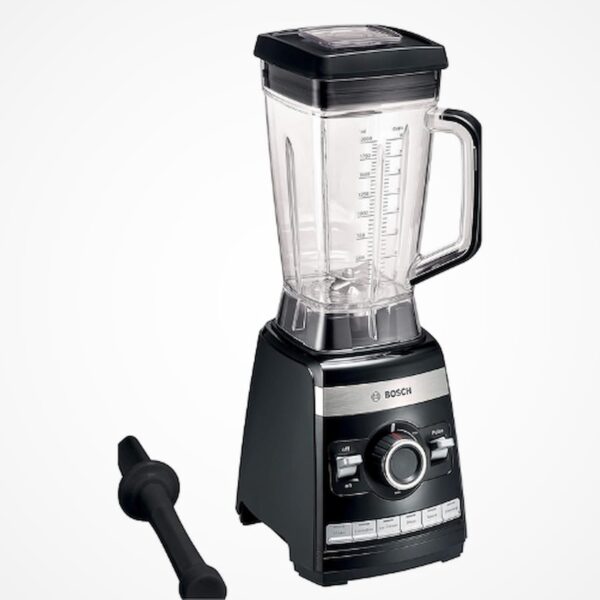 Blender Bosch VitaBoost, avec moteur de 1600W, bol Tritan 2L sans BPA, 6 programmes automatiques et lames en acier inoxydable pour des smoothies, soupes et plus encore.