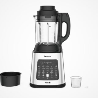 Moulinex Blender Chauffant Perfectmix Cook LM83SD10, 1400W, 10 programmes automatiques, avec panier vapeur et fonction de nettoyage en profondeur pour des recettes chaudes et froides.