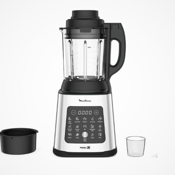 Moulinex Blender Chauffant Perfectmix Cook LM83SD10, 1400W, 10 programmes automatiques, avec panier vapeur et fonction de nettoyage en profondeur pour des recettes chaudes et froides.