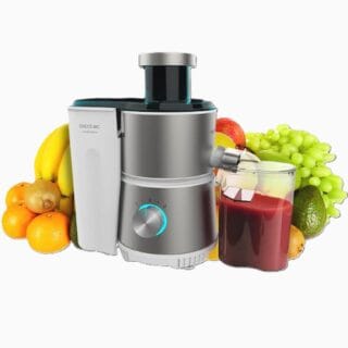 Centrifugeuse Cecotec Juice&Fresh 400 Titan White, 400 W, 2 vitesses, disque en titane, réservoir à pulpe 1 L, bol à jus 350 ml.